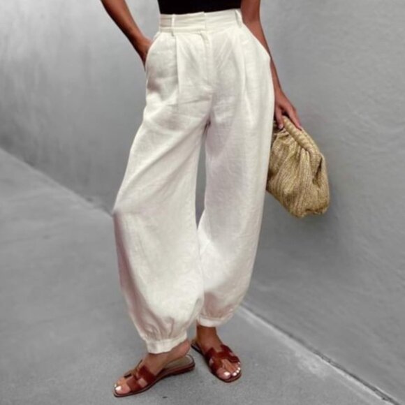 Shona Joy Pants - Shona Joy Harem Style Cream Linen Pants